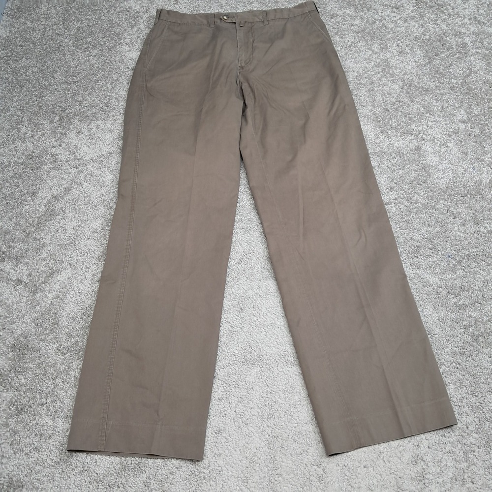 Faconnable Mens Brown Cotton Chino Dress Pants 35 Straight Leg RN 58665